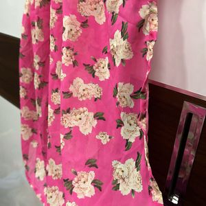 Floral A Line Nyra Cut Georgette Pink Kurta