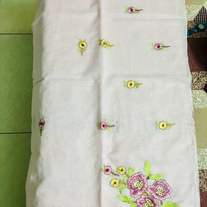 Handmade Embroidery Kota Doria Saree