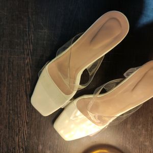 Cream Transparent Heels From Myntra