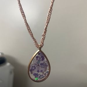 Purple Flower Resin Pendant