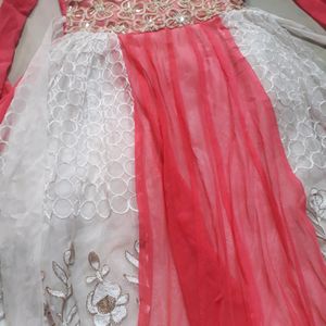 Rose  Red And White Gown