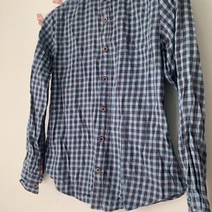 United Colours Blue&Gray Checked Shirt(Men)