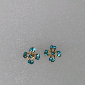 Sky Blue  Flower Stone Stud