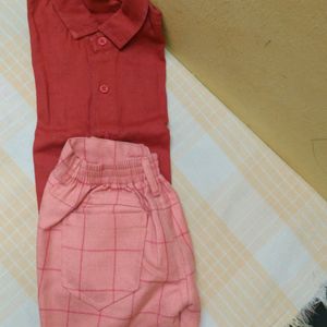 New Rust Colour Shirt And Checked Pant