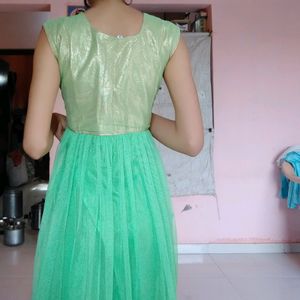 Detailing Green Net Dress