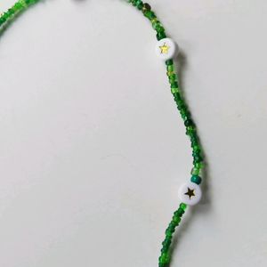 Y2K Golden Star Green Beaded Choker