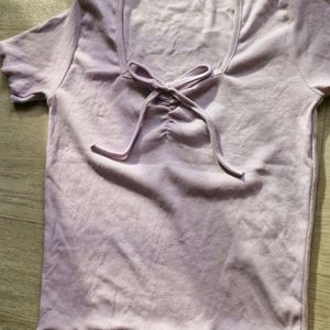 Pink Overshirt Cropped ( M) And  Lavender Bow Top