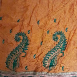 Butter Silk Crepe Saree With Blouse Stitched