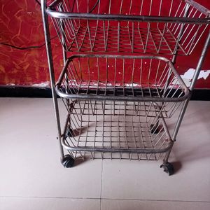 Stainless Steel 3 Shelf Basket With Wheels