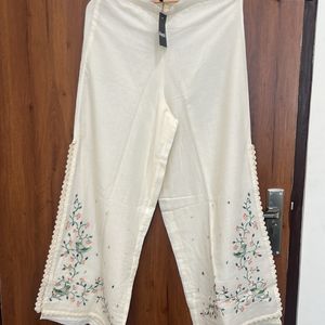 Cotton Double Layer Palazzo With Embroidery