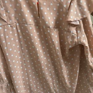 Pink White Dotted Rayon Top
