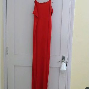 Hot Red Night Dress With Side Knee Slit