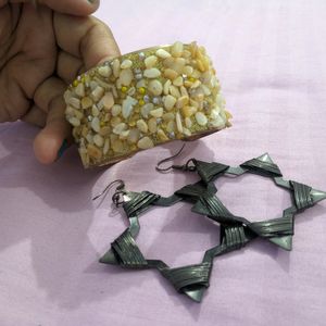 Hoop Styled Earrings With a Studded Bangle Free