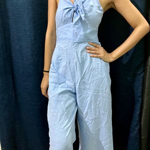 Zara Linen Blue Jumpsuit XS