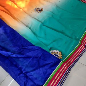 🧡🤍💚Beautiful Multi Colour Saree