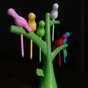 Plastic Fruit Fork with Stand