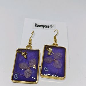 Resin Earrings Purple Colour