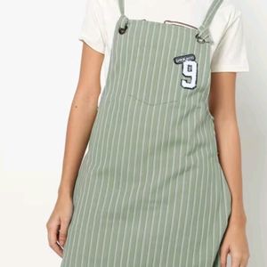 Striped Slim Fit Dungaree Dress