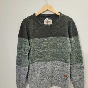 Roadster Co Men White Green Colourblocked Pullover