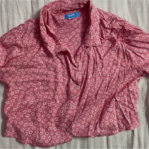 Cropped Pink Floral Shirt