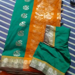 Silk Saree With Stiched Blouse