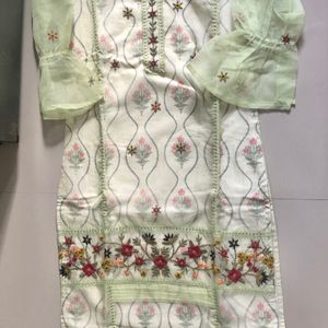 Beautiful Embroidered Net Kurti With Lining