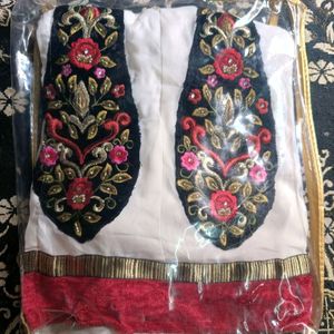 2 Fancy Gown Dress Metrial+ Semi Stitched  materi