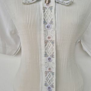 Vintage Floral Embroidered Shirt