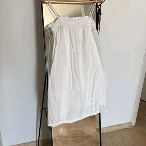 H&M White Flared Cotton Dress