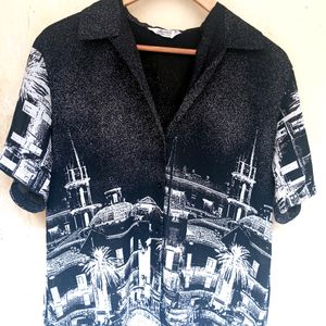 Black Korean Aesthetic Button Up Shirt Top (Women)