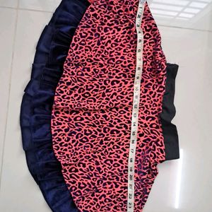 Leopard Print, Velvet, Pink Mini Skirt For Girls