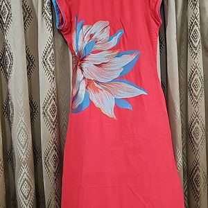 Embroidered Straight Red Kurta