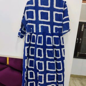 Midi A Line Blue And White Dress