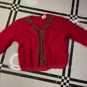 Cute Red Furr Sweater