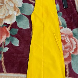 Yellow Pant Plazzo With Adjustable Belt