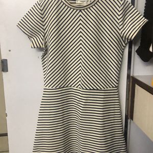 Mango Black And White Striped Dress