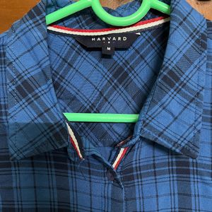 Harvard Unisex Blue & Black Checkered Shirt