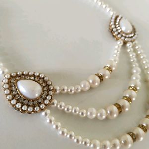 Pearl Necklace With Earrings Set