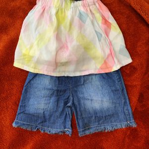 Sleeveless Singlet Top And Denim Short Set