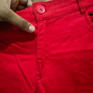 Red Trouser Pants Slim