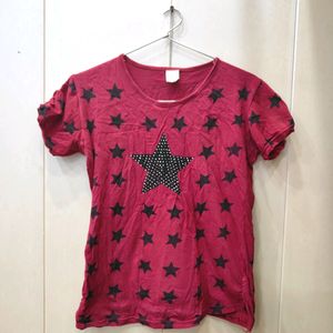 Red Star Printed Tshirt (Women)