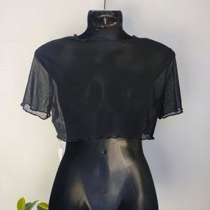 ROMWE BLACK SHEER TOP