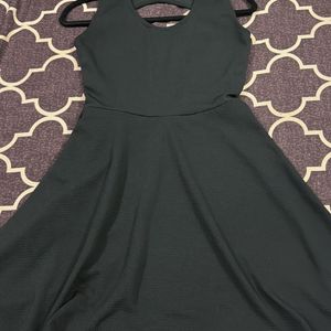 Black Flared Dress With Back Cutout