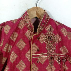 Red And Golden Colour Ethnic Wear (Boy's)