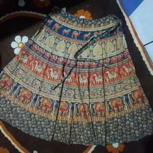 Bohemian Women Top With Jaipuri Print Skirt