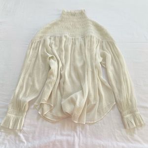 High Neck Korean Balloon Sleeve Princess Top