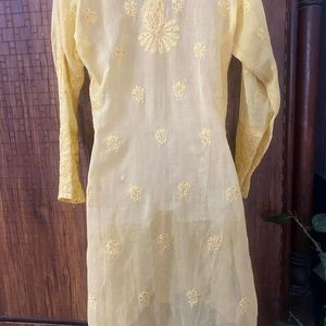 Yellow Chikankari Embroidered Kurta