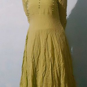 A Lightish Lime Green Ethenic Umbrella Gown