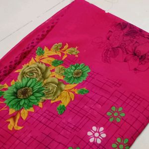 Pink Colour Flower Design Sari