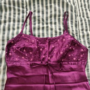 Purple Satin Y2K Slip Dress ❤️